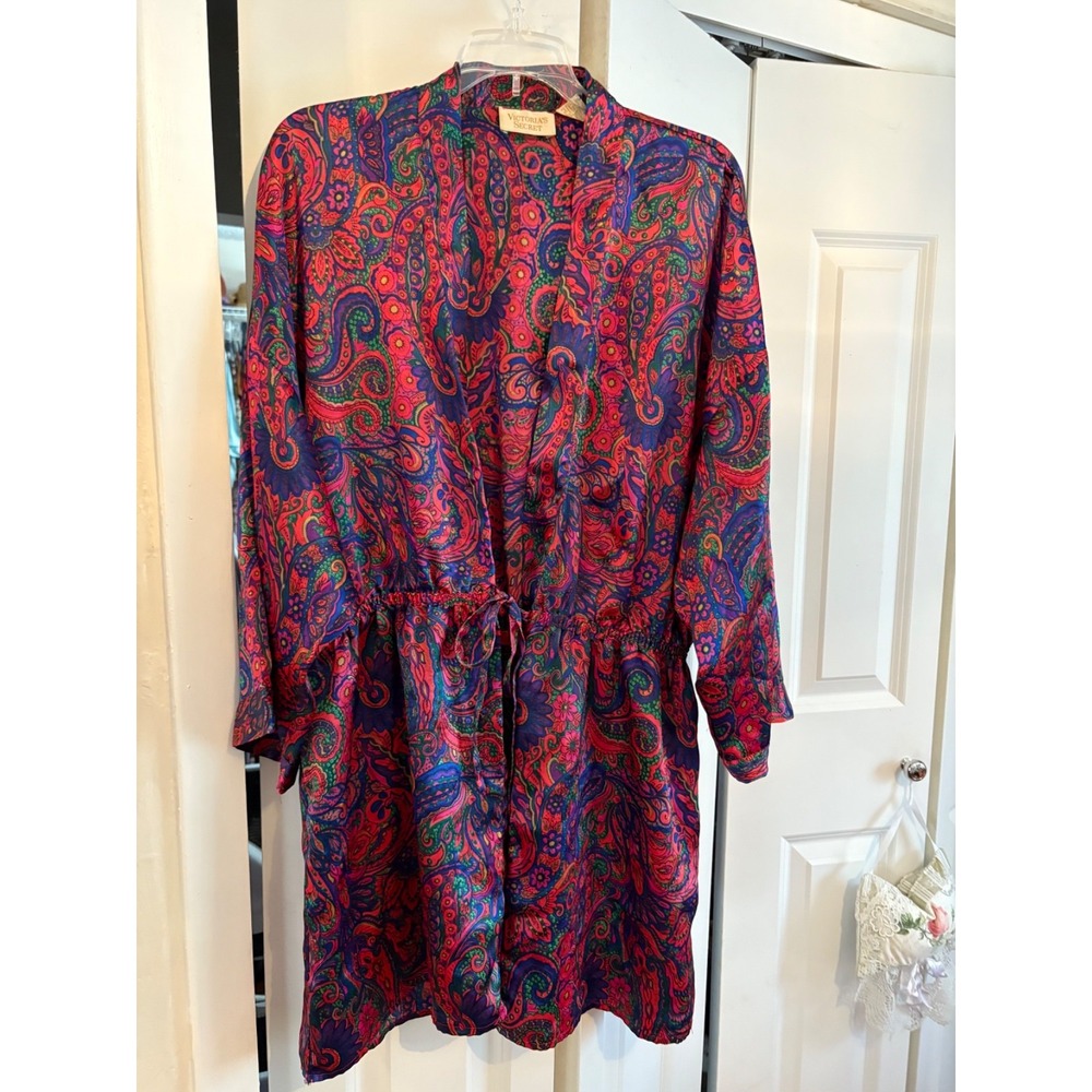 Vintage Victoria's‎ Secret Paisley Satin Short Robe M/L